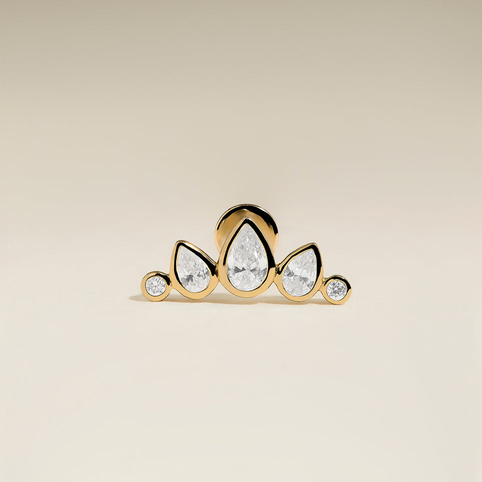Diamond Pear Curved Piercing Stud in Solid Gold-Astrid &amp; Miyu