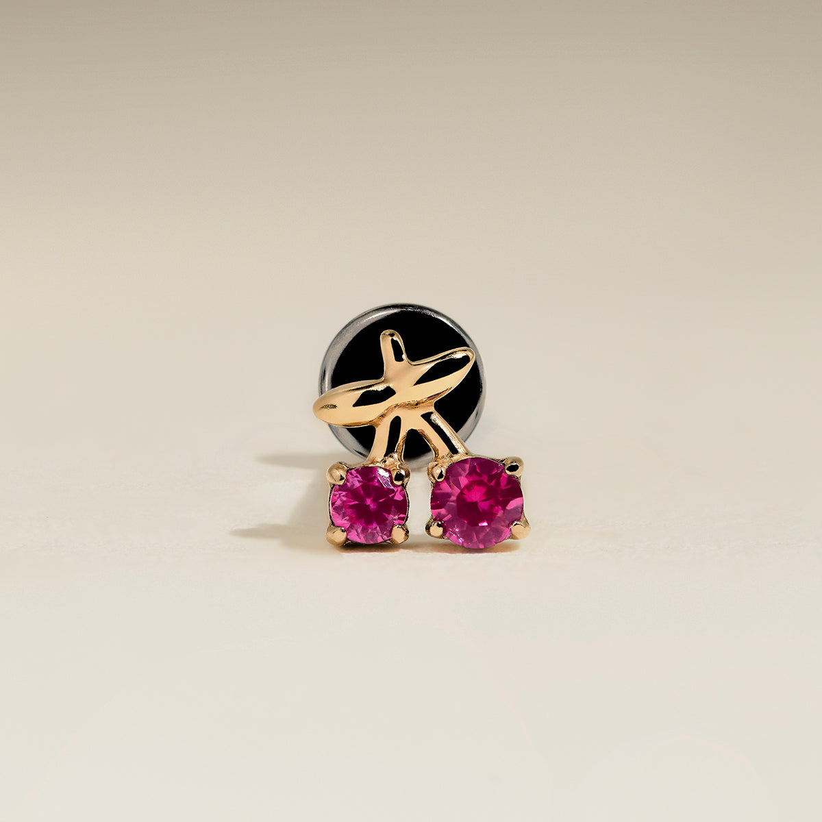 Cherry Titanium Piercing Stud in Gold-Astrid &amp; Miyu