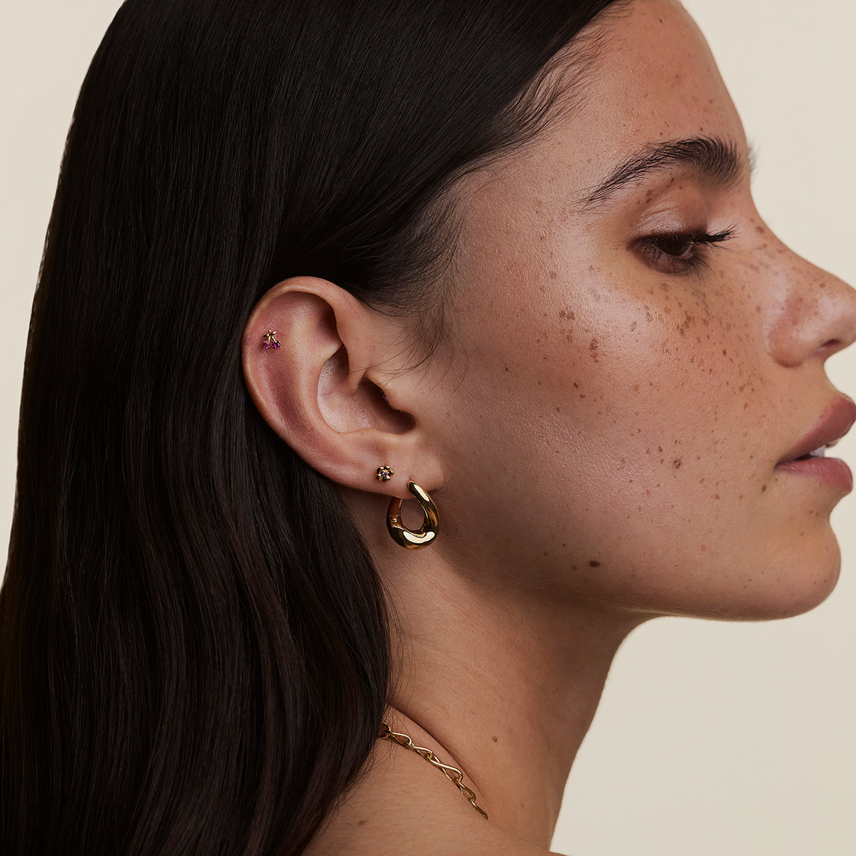 Cherry Titanium Piercing Stud in Gold-Astrid &amp; Miyu