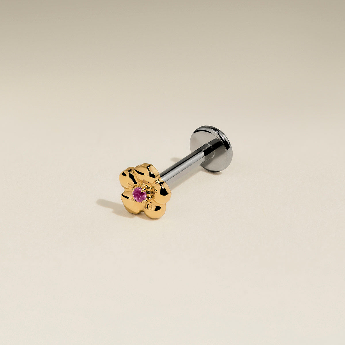 Hibiscus Titanium Piercing Stud in Gold-Astrid &amp; Miyu