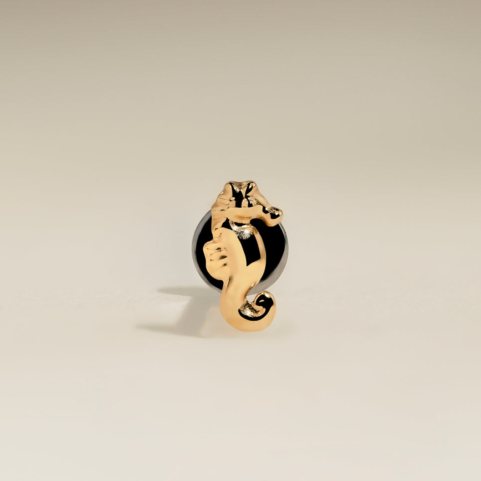 Seahorse Titanium Piercing Stud in Gold-Astrid &amp; Miyu