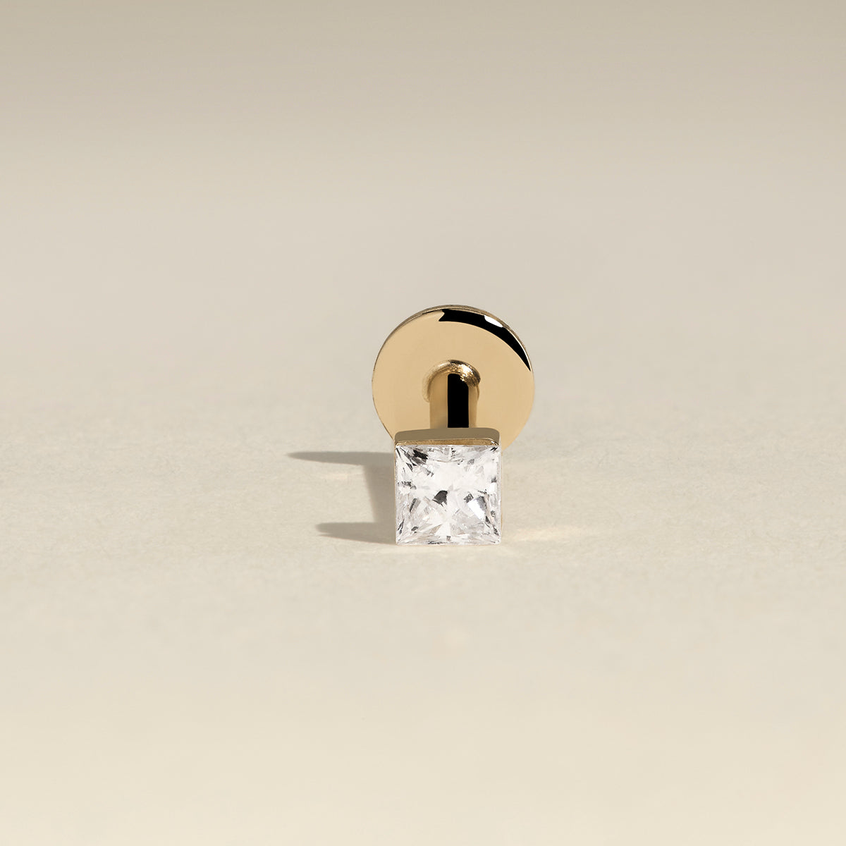 Floating Square Diamond Piercing Stud in Solid Gold-Astrid &amp; Miyu