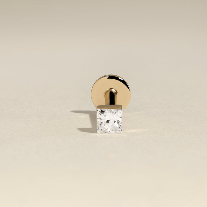 Floating Square Diamond Piercing Stud in Solid Gold-Astrid &amp; Miyu