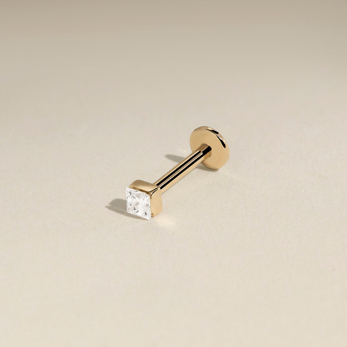 Floating Square Diamond Piercing Stud in Solid Gold-Astrid &amp; Miyu