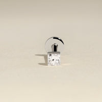 Floating Square Diamond Piercing Stud in Solid White Gold-Astrid &amp; Miyu