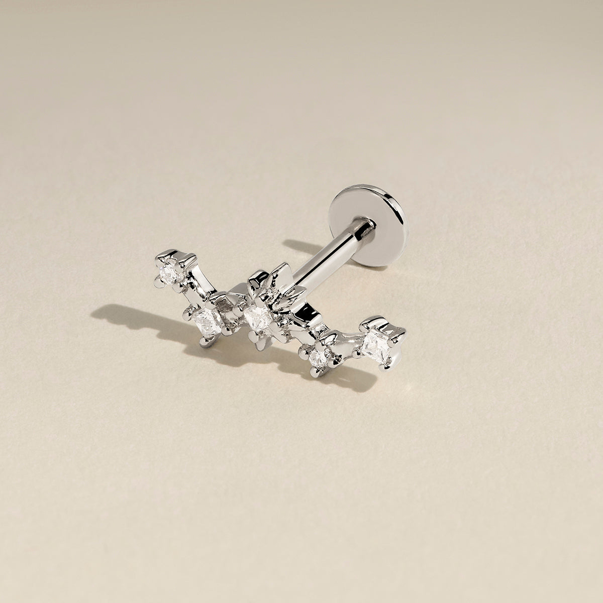 Diamond Constellation Piercing Stud in Solid White Gold-Astrid &amp; Miyu