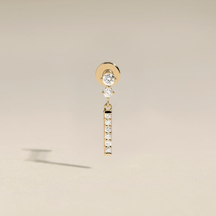 Diamond Pavé Bar Charm Piercing Stud in Solid Gold-Astrid &amp; Miyu