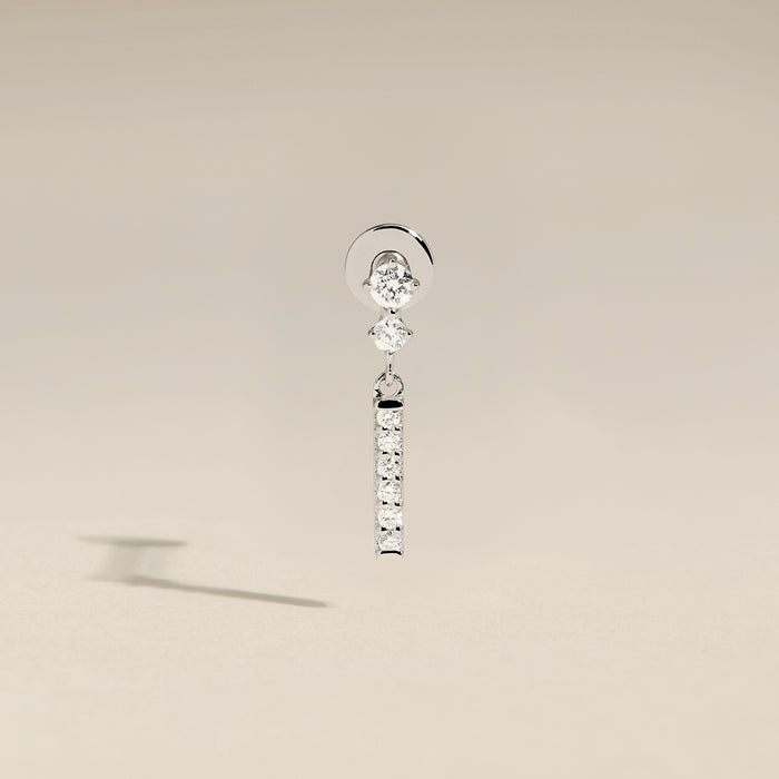 Diamond Pavé Bar Charm Piercing Stud in Solid White Gold-Astrid &amp; Miyu