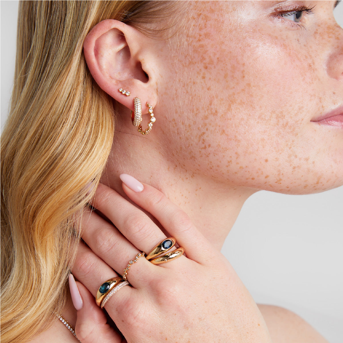 18k Gold Plated Jewellery - Gleam Crystal Hoops in Gold - Hoop Earrings - Astrid &amp; Miyu