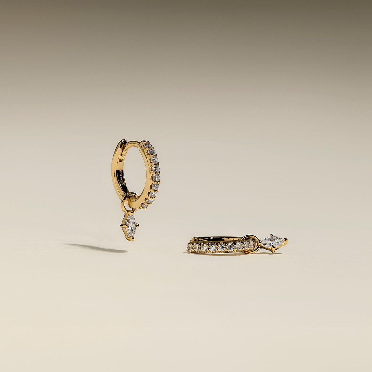 Pavé Marquise Charm Huggies in Gold-Astrid &amp; Miyu