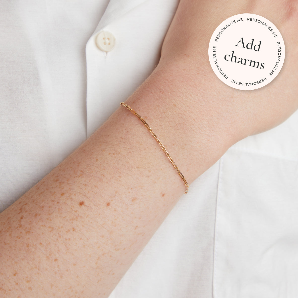 Paperclip Solid Gold Chain Bracelet | Astrid & Miyu