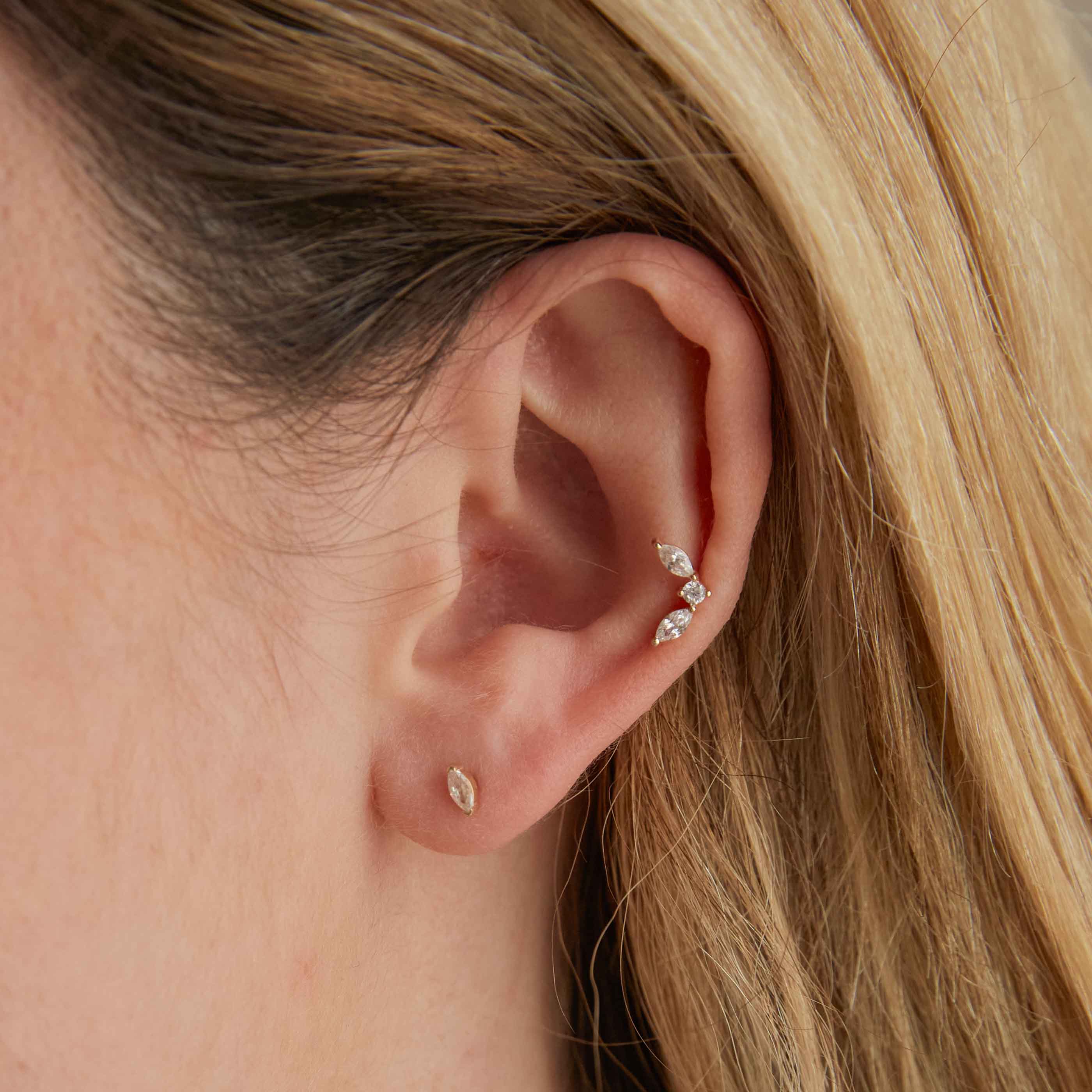 Topaz Marquise Piercing Stud in Solid Gold-Astrid &amp; Miyu