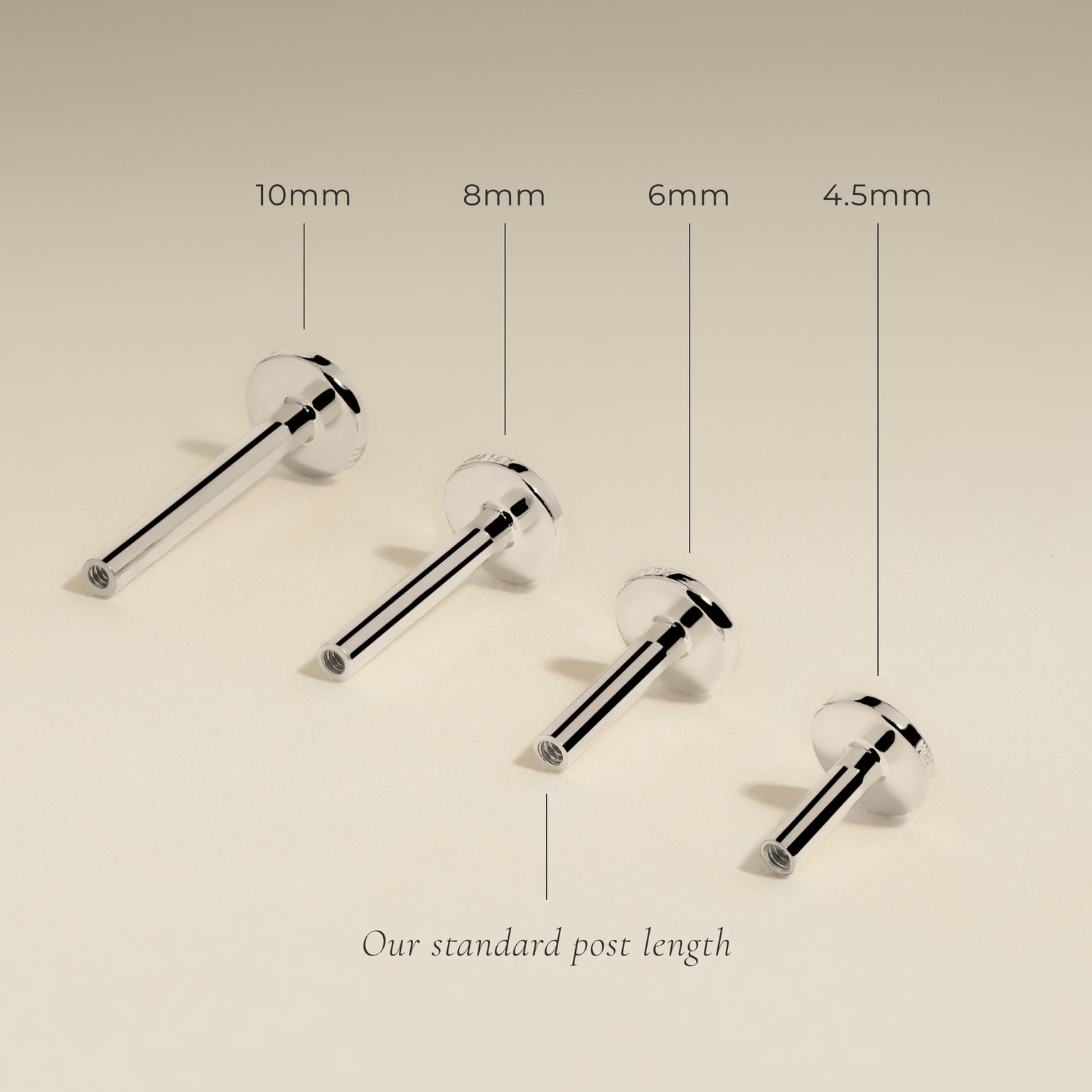 Piercing Post in Solid White Gold-Astrid &amp; Miyu