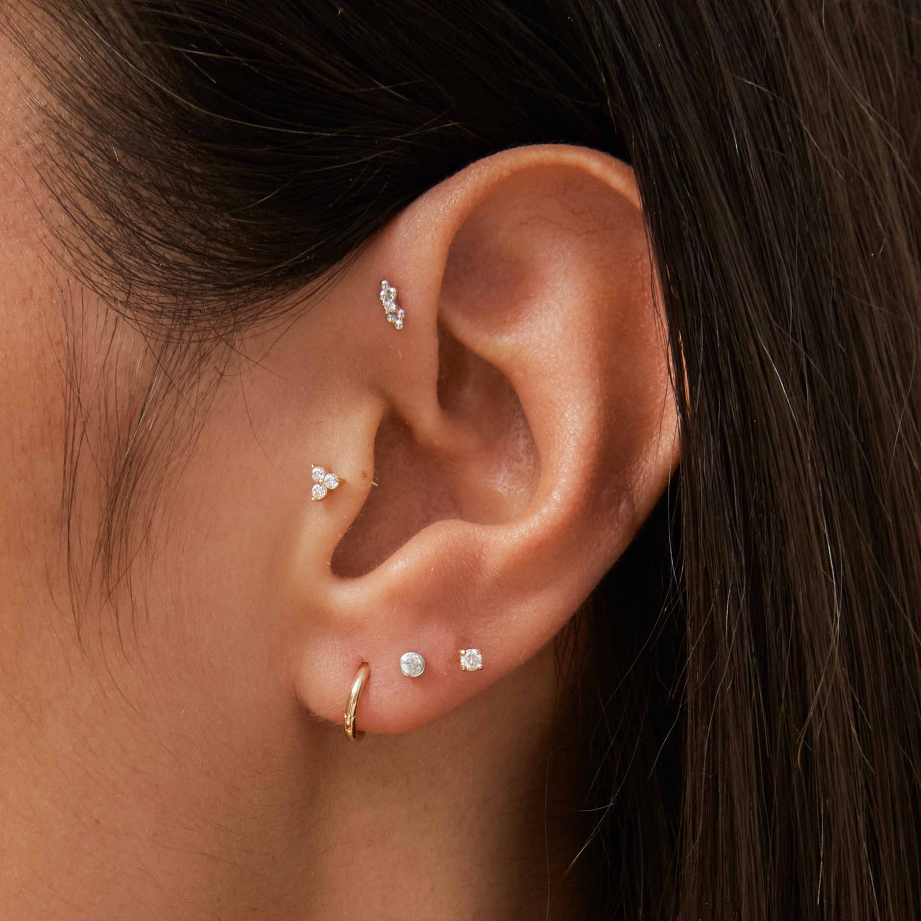 Triple Topaz Piercing Stud 6mm in Solid Gold-Astrid &amp; Miyu