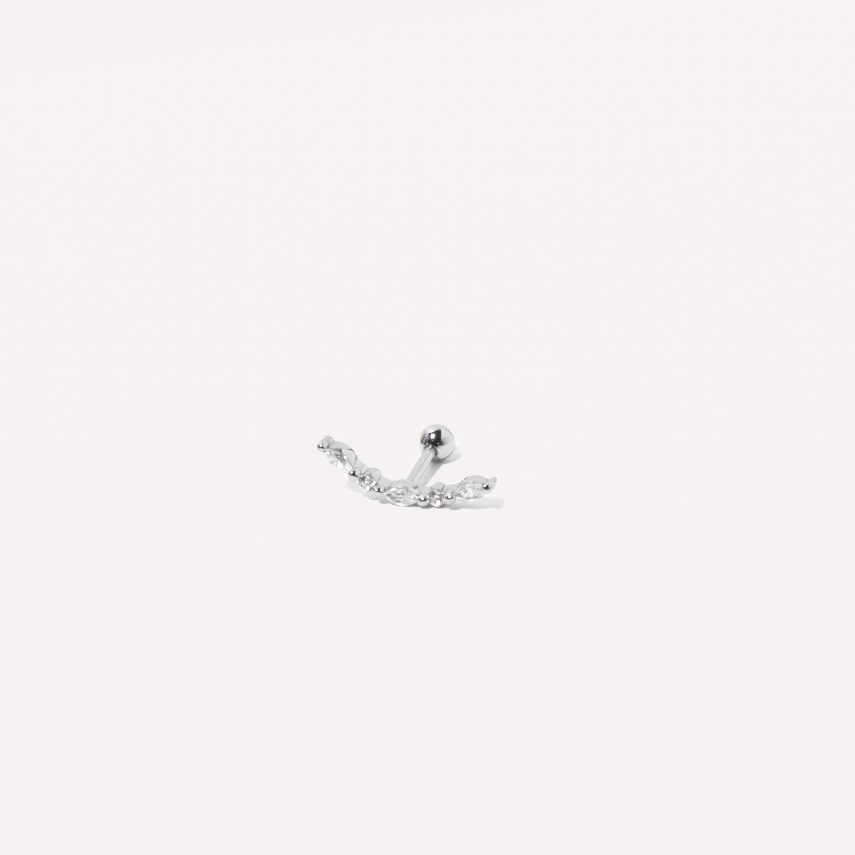 Core Collection SS23 - Navette Crystal Curved Barbell in Silver - Barbell Earring - Astrid &amp; Miyu