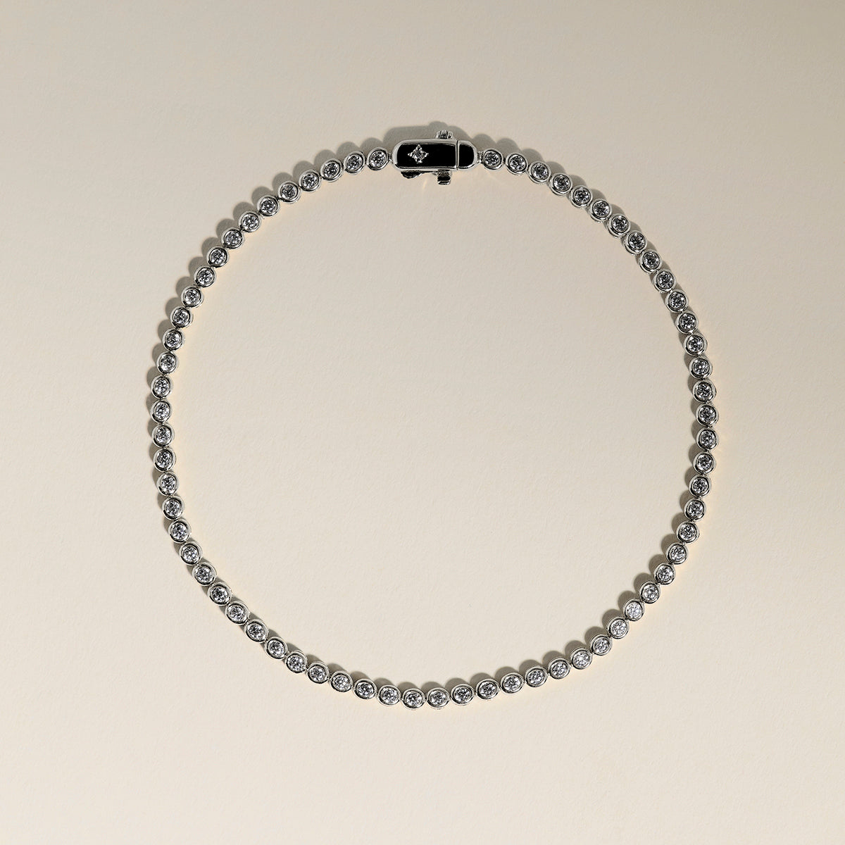 Lab Diamond Tennis Chain Bracelet in Solid White Gold-Astrid &amp; Miyu