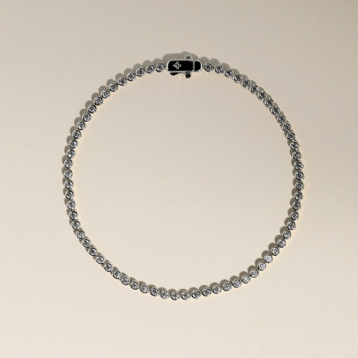 Lab Diamond Tennis Chain Bracelet in Solid White Gold-Astrid &amp; Miyu