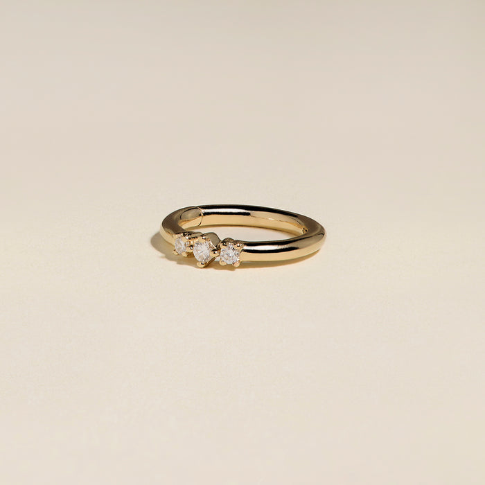 Diamond Triology Seamless Piercing Hoop in Solid Gold-Astrid &amp; Miyu