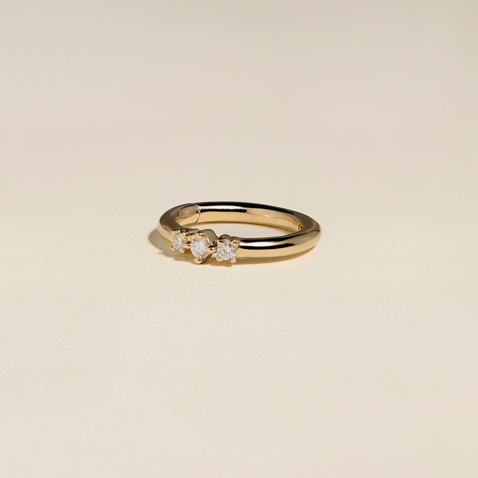 Diamond Triology Seamless Piercing Hoop in Solid Gold-Astrid &amp; Miyu