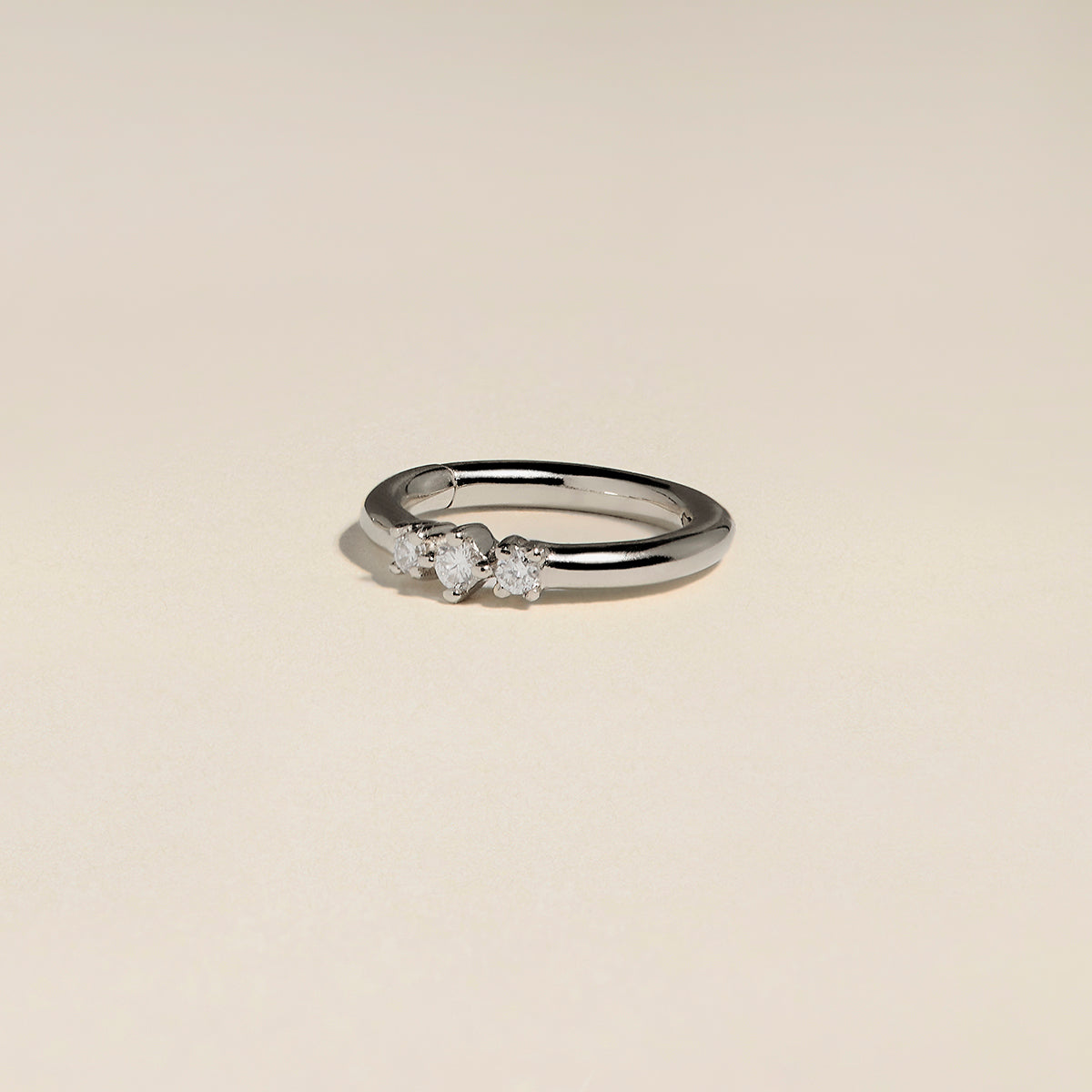 Diamond Triology Seamless Piercing Hoop in Solid White Gold-Astrid &amp; Miyu