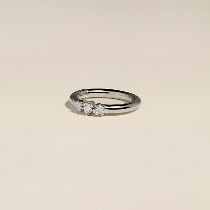 Diamond Triology Seamless Piercing Hoop in Solid White Gold-Astrid &amp; Miyu