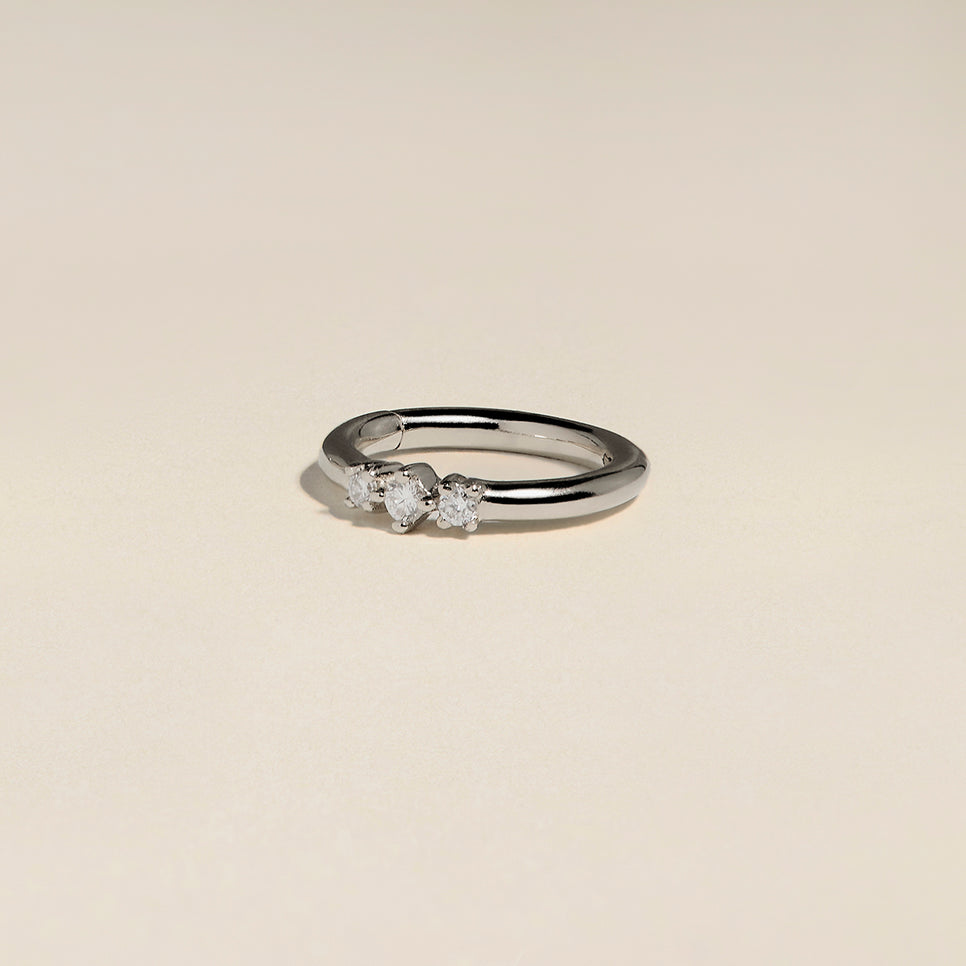 Diamond Triology Seamless Piercing Hoop in Solid White Gold-Astrid &amp; Miyu