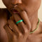 18k Gold Plated Jewellery - Green Onyx Carved Stone Ring in Gold - Stone Rings - Astrid &amp; Miyu
