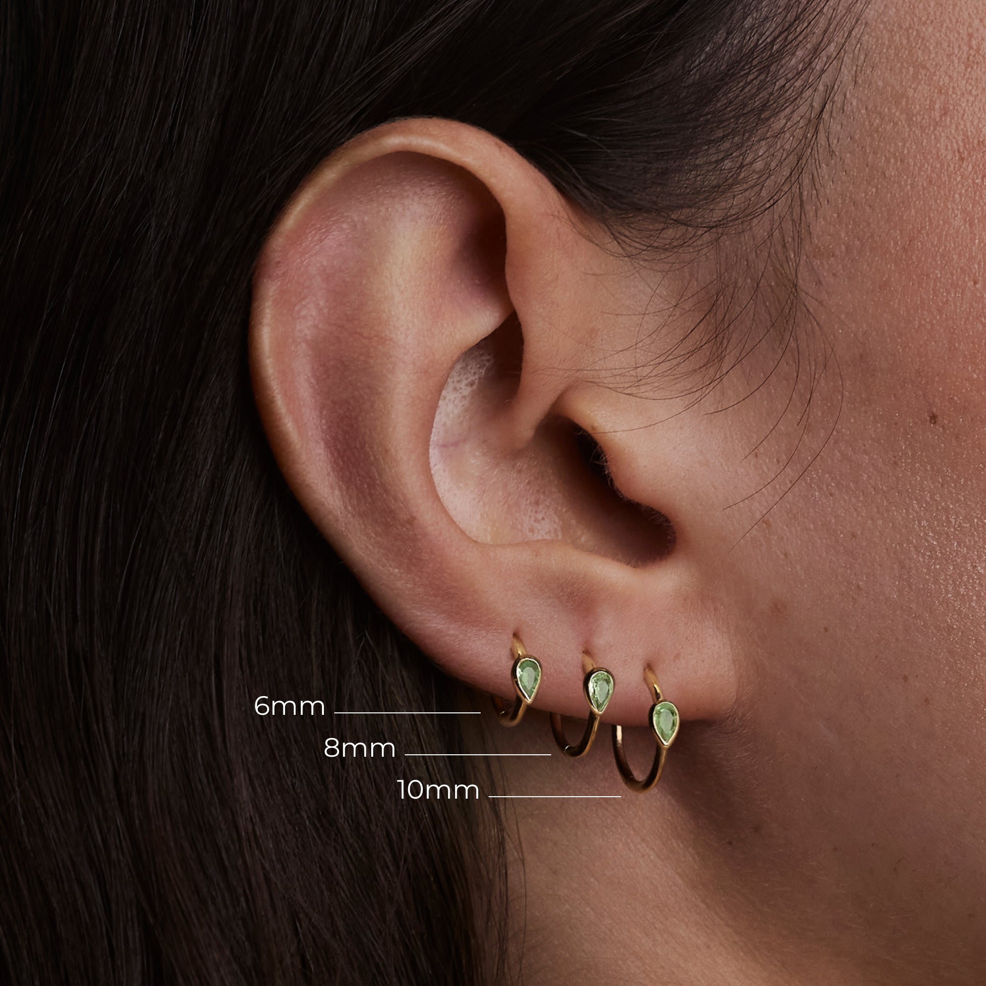 Green Sapphire Pear Seamless Piercing Hoop in Solid Gold-Astrid &amp; Miyu