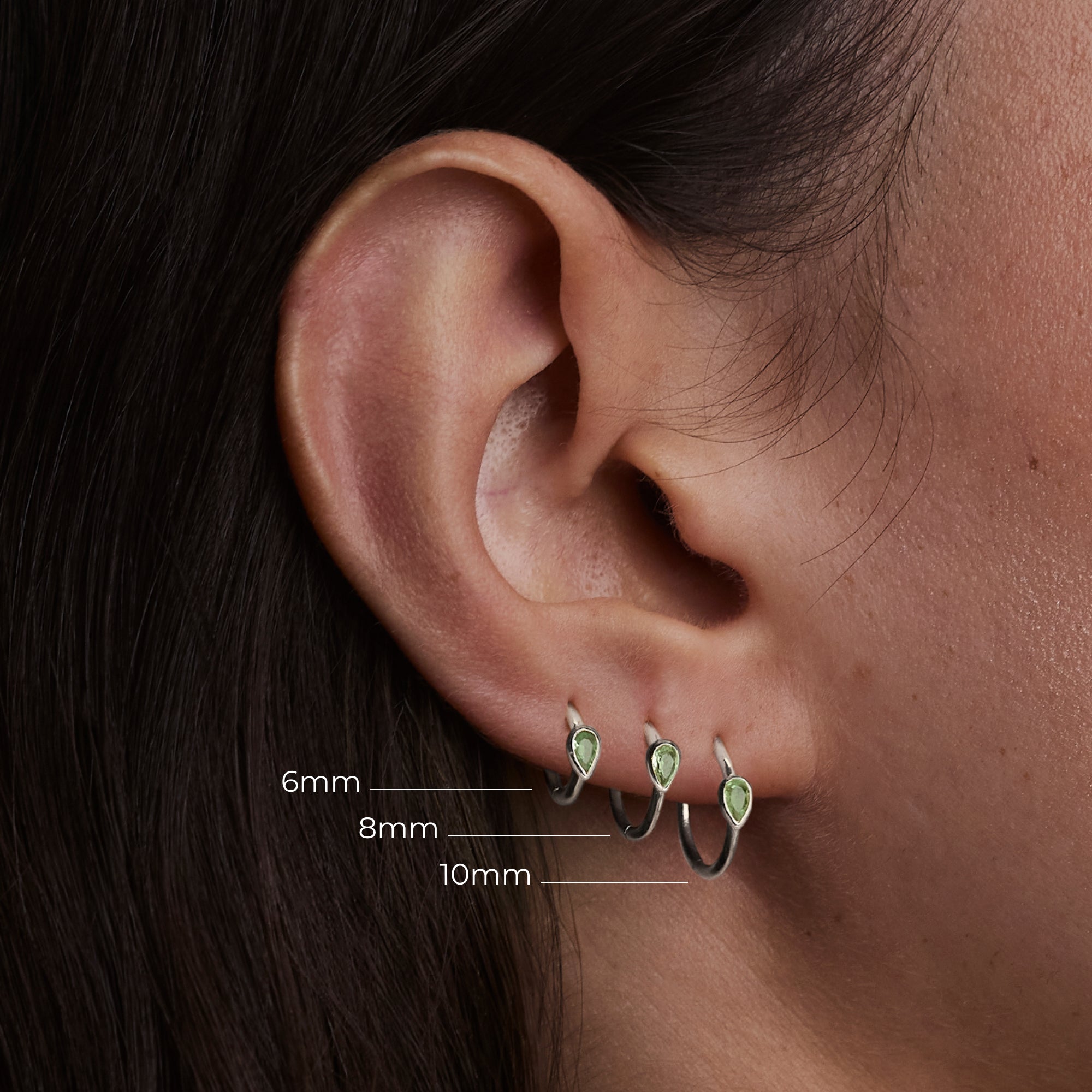 Green Sapphire Pear Seamless Piercing Hoop in Solid White Gold-Astrid &amp; Miyu