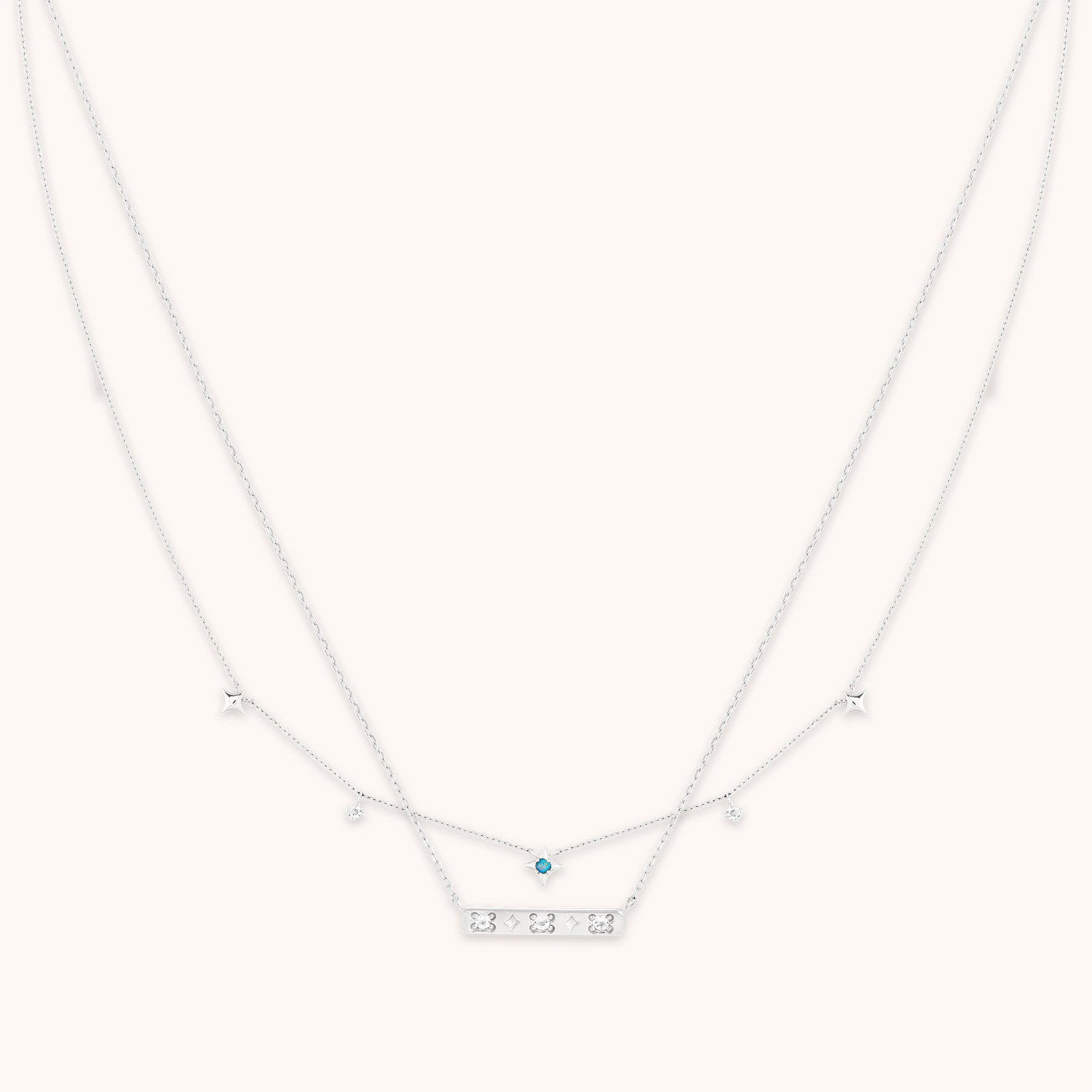 Cosmic Star Necklace Gift Set in Solid White Gold