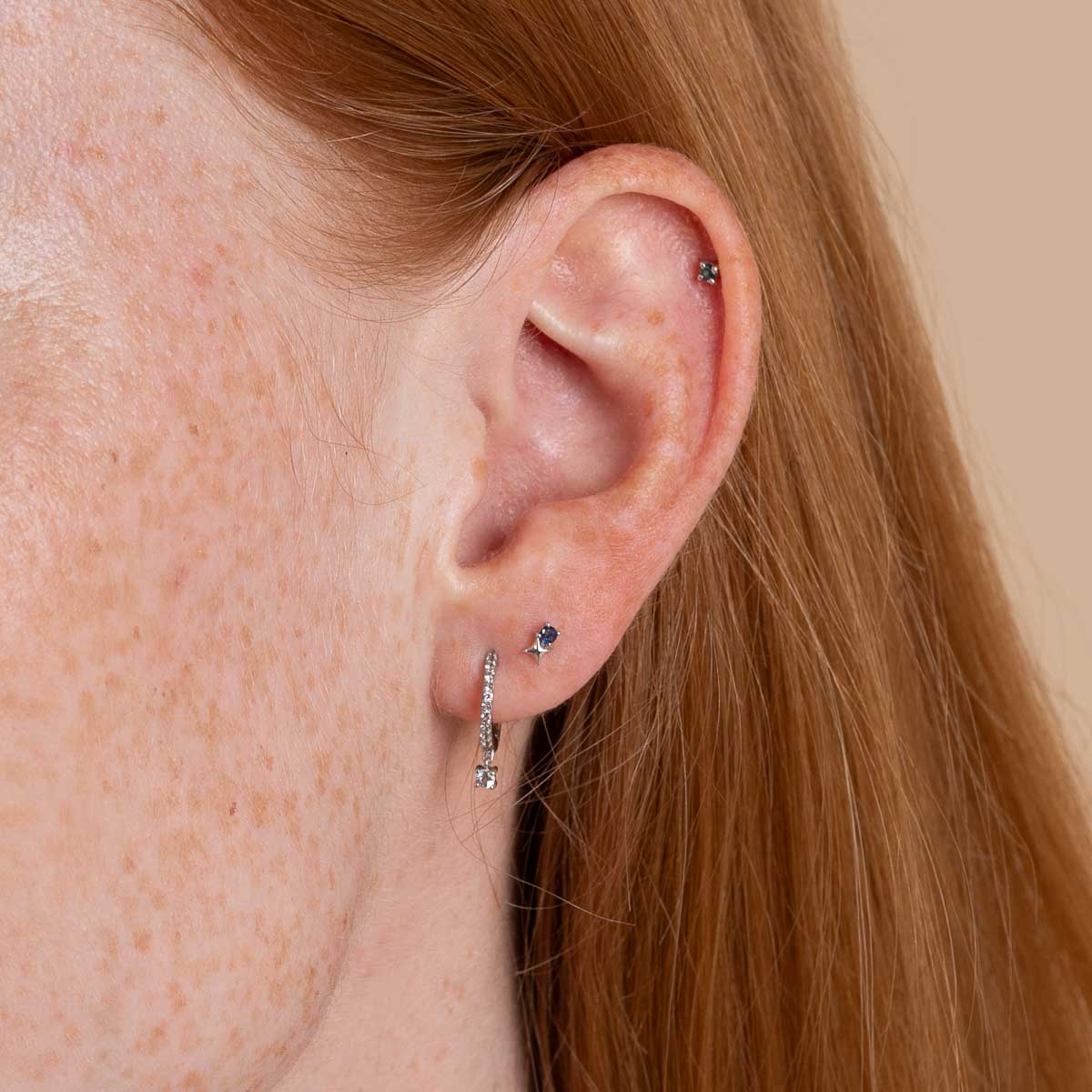 Birthstone Earrings - September Sapphire Birthstone Earrings in Solid White Gold - Stud Earrings - Astrid &amp; Miyu