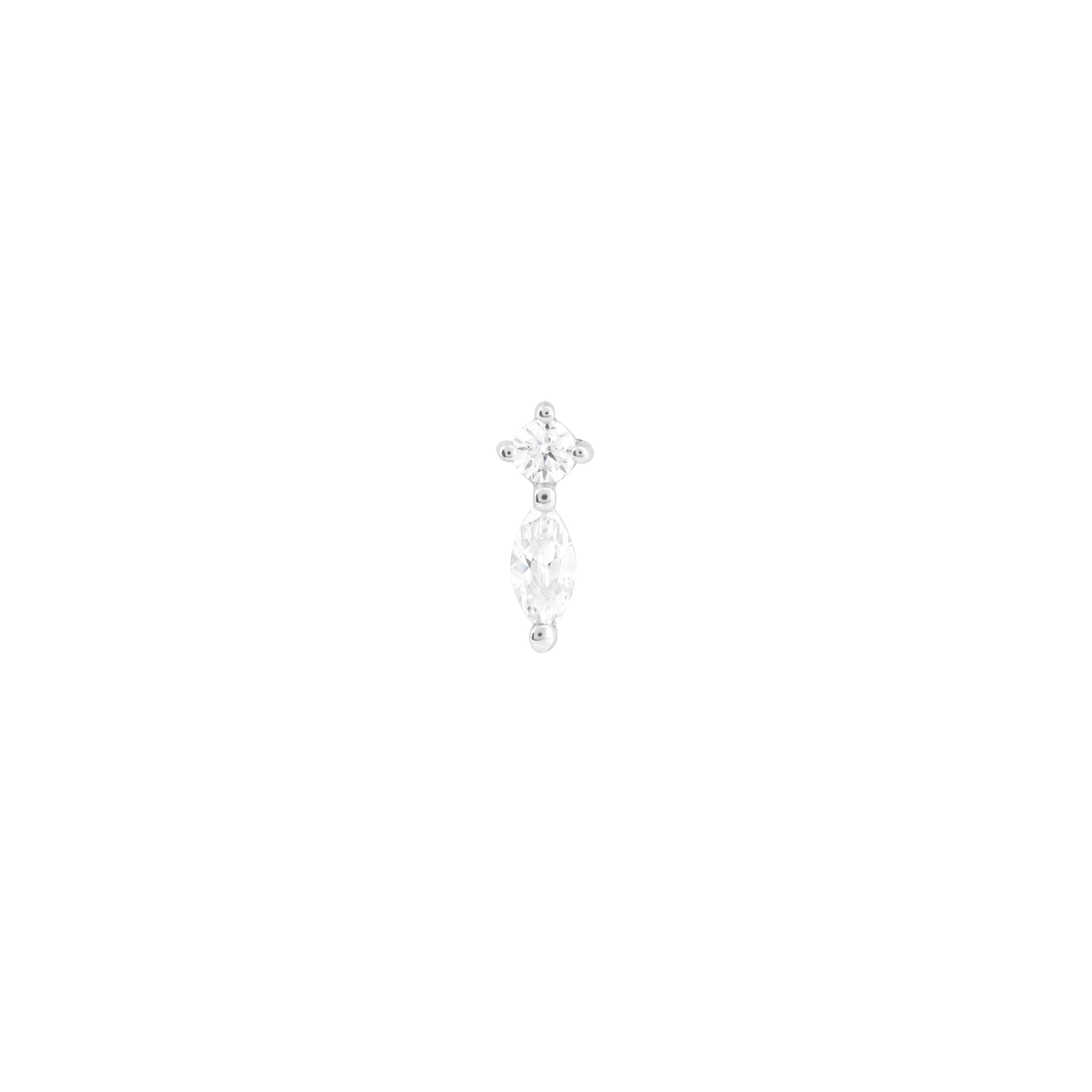 April White Topaz - Topaz Teardrop Piercing Stud in Solid White Gold - - Astrid &amp; Miyu