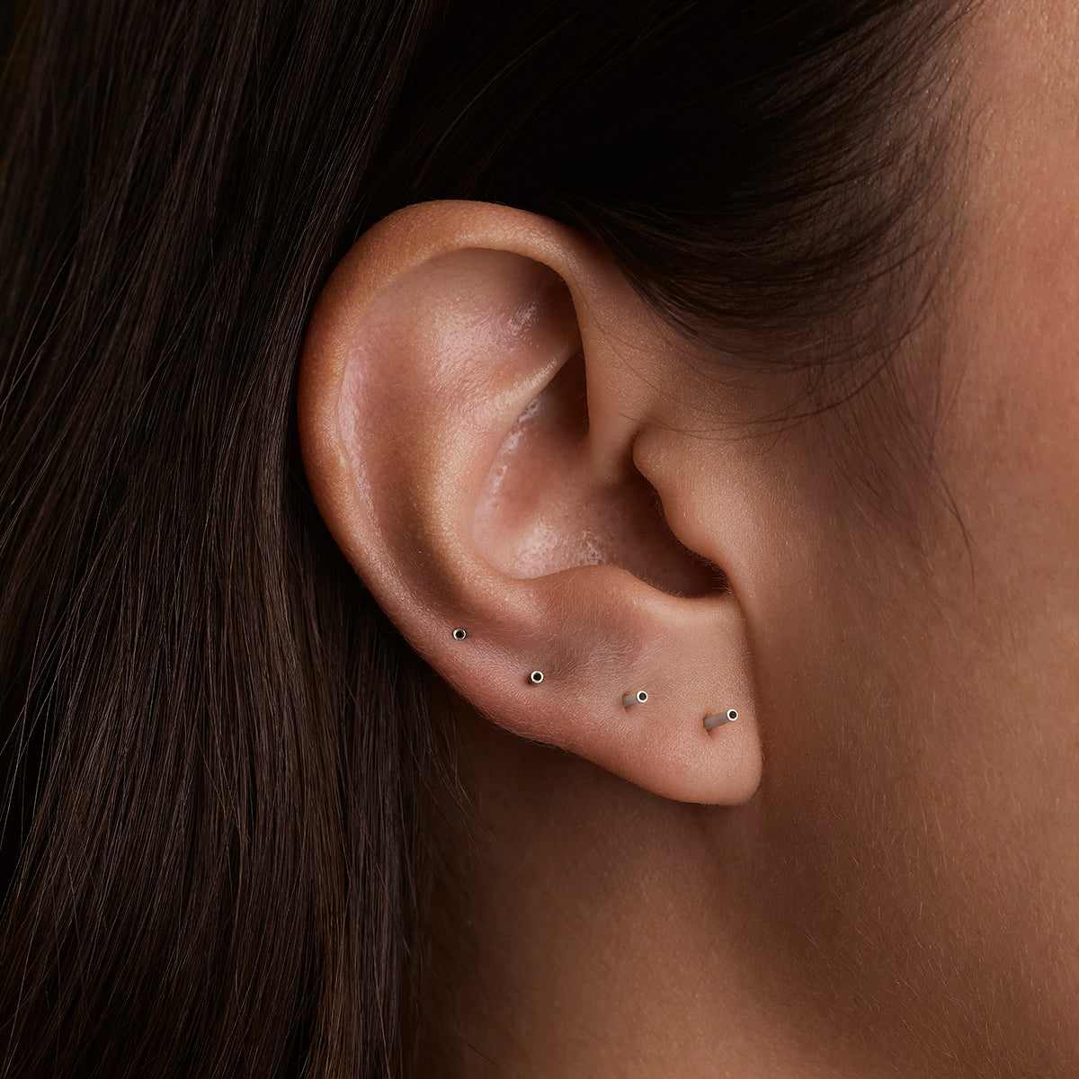 Piercing Post in Solid White Gold-Astrid &amp; Miyu