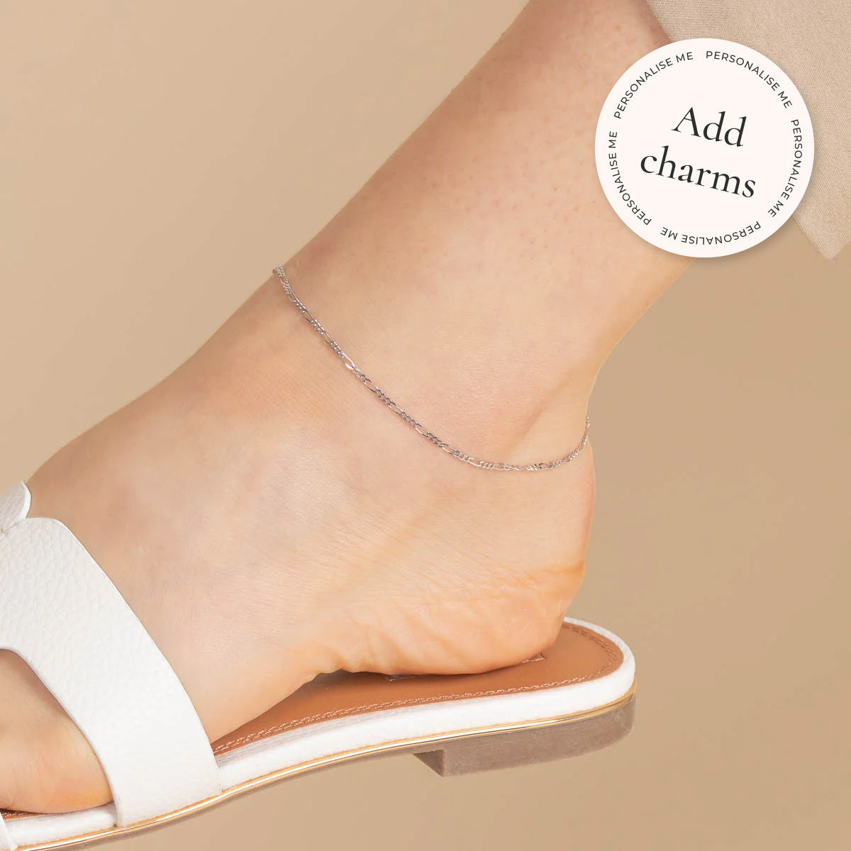Soho Story Chain Anklet in Solid White Gold - Bespoke - Astrid &amp; Miyu