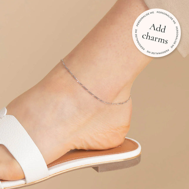 Soho Story Chain Anklet in Solid White Gold - Bespoke - Astrid &amp; Miyu