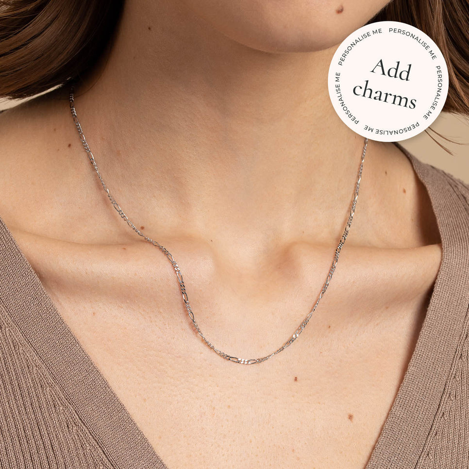 Gold Necklaces - Soho Story Chain Necklace in Solid White Gold - Bespoke - Astrid &amp; Miyu