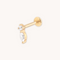 April White Topaz - Topaz Teardrop Piercing Stud in Solid Gold - - Astrid &amp; Miyu