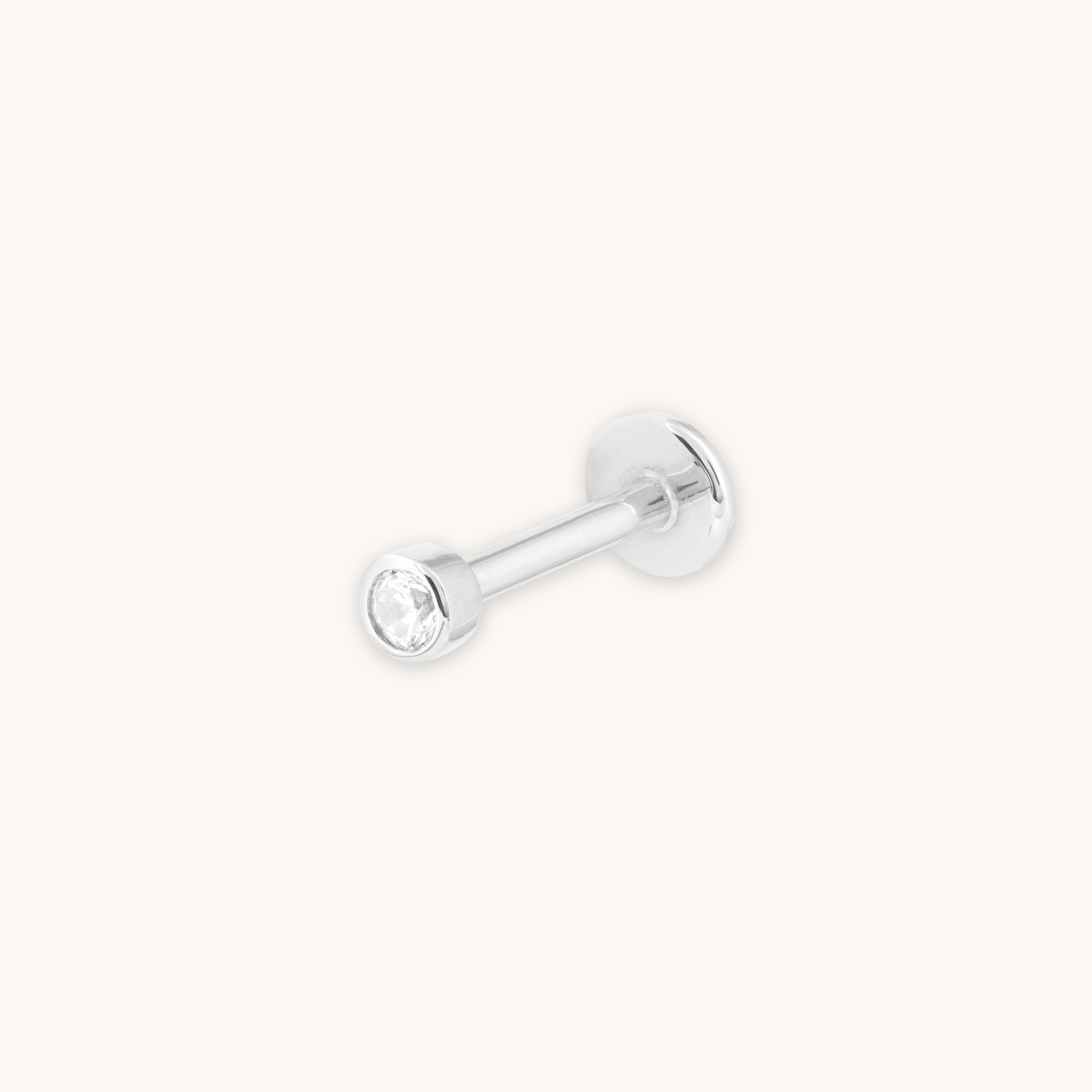 April White Topaz - Topaz Gem Piercing Stud in Solid White Gold - - Astrid &amp; Miyu