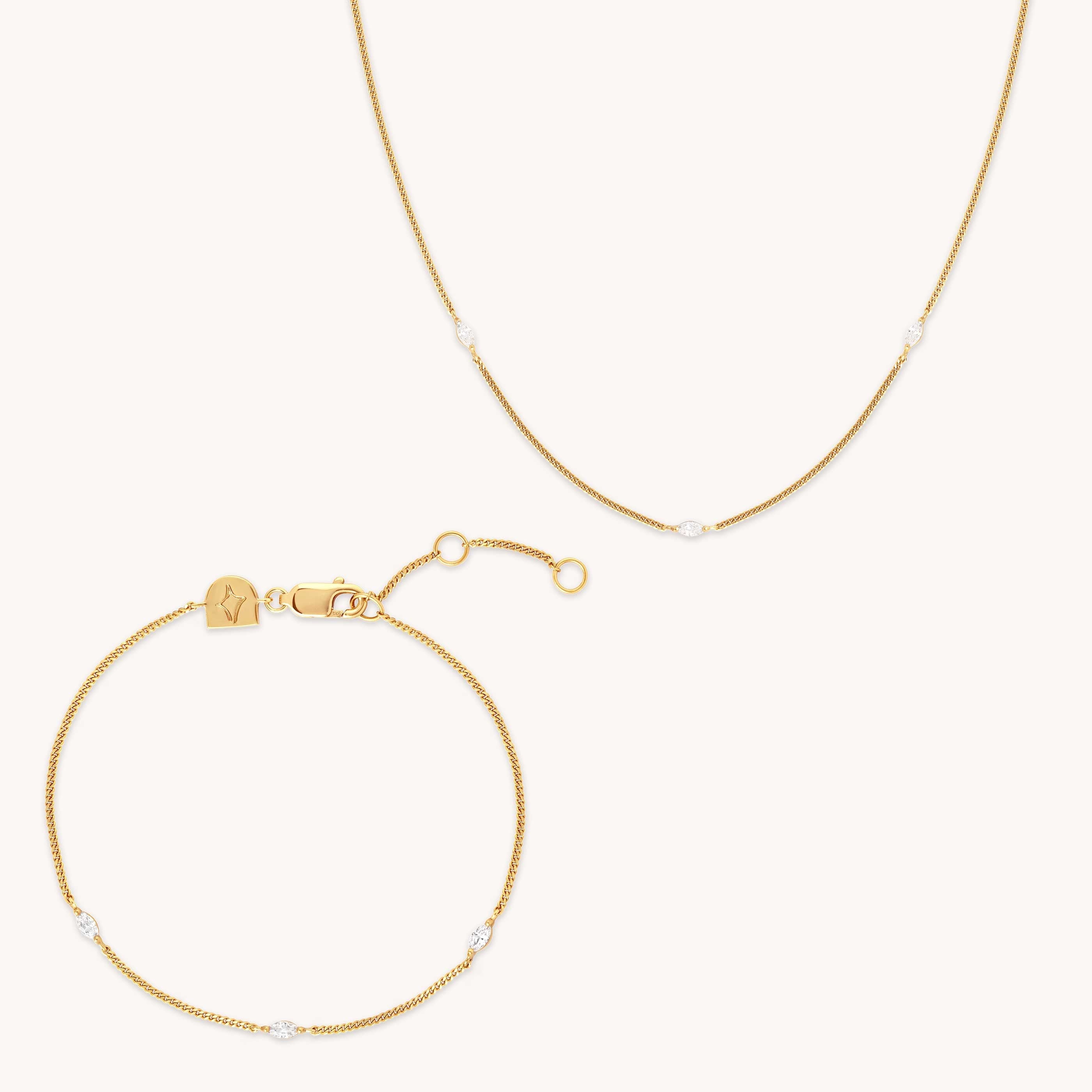 Bold Zodiacs & Zodiac Gift Sets - Navette Crystal Gift Set in Gold - Stacking Sets - Astrid &amp; Miyu
