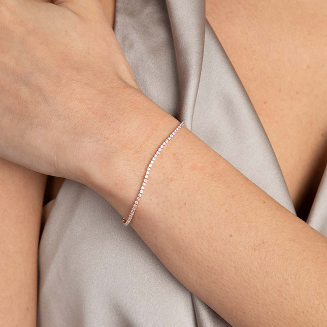 18k Gold Plated Jewellery - Tennis Chain Bracelet in Gold - Chain Bracelet - Astrid &amp; Miyu