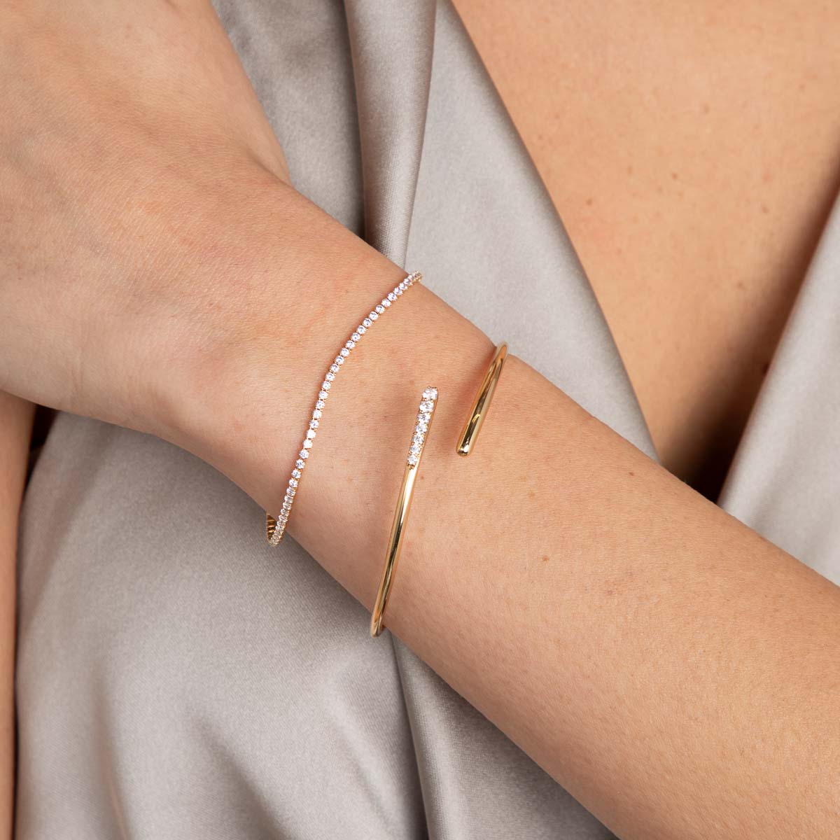 18k Gold Plated Jewellery - Tennis Chain Bracelet in Gold - Chain Bracelet - Astrid &amp; Miyu