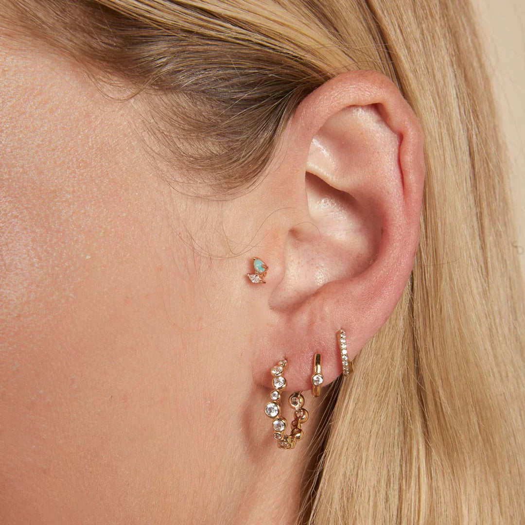 18k Gold Plated Jewellery - Gleam Crystal Hoops in Gold - Hoop Earrings - Astrid &amp; Miyu