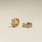Crystal Ridged Huggies in Gold