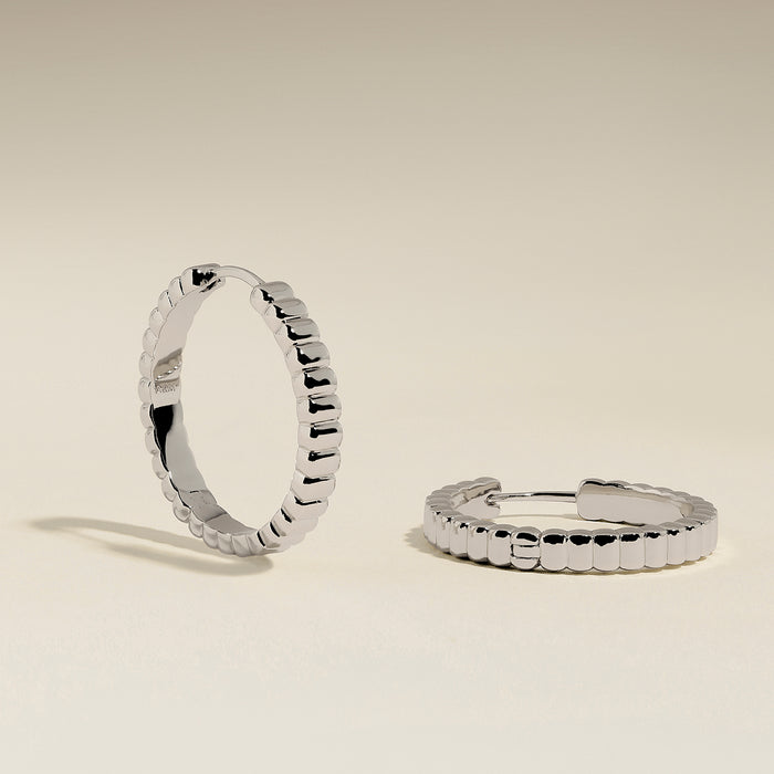 Ridged Hoops in Silver