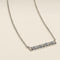 Crystal Ridged Bar Pendant Necklace in Silver