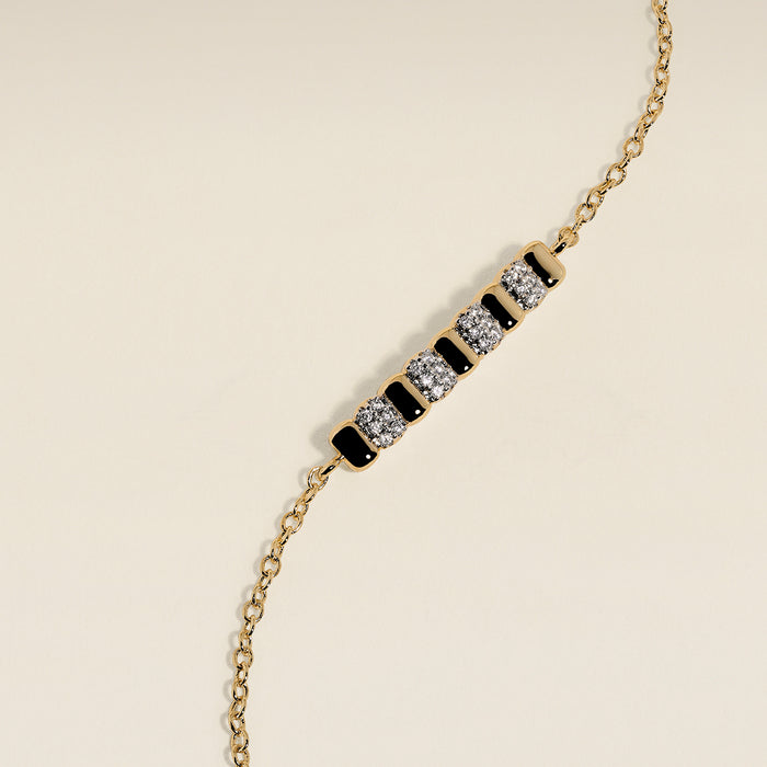 Crystal Ridged Bar Pendant Bracelet in Gold
