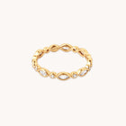 18k Gold Plated Jewellery - Navette Crystal Band Ring in Gold - Band Ring - Astrid &amp; Miyu