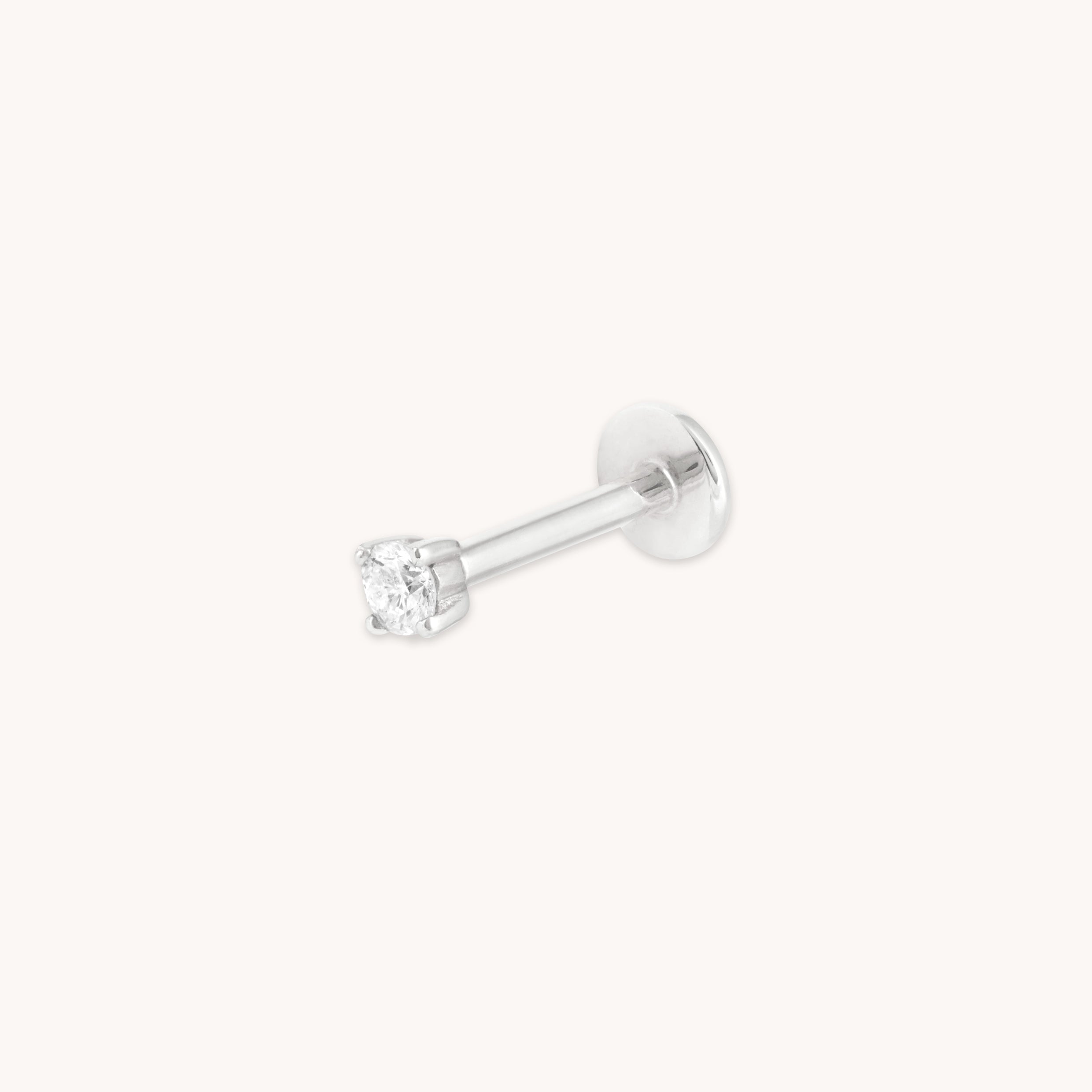 April White Topaz - Solid White Gold Topaz Piercing Stud - Piercing Stud - Astrid &amp; Miyu