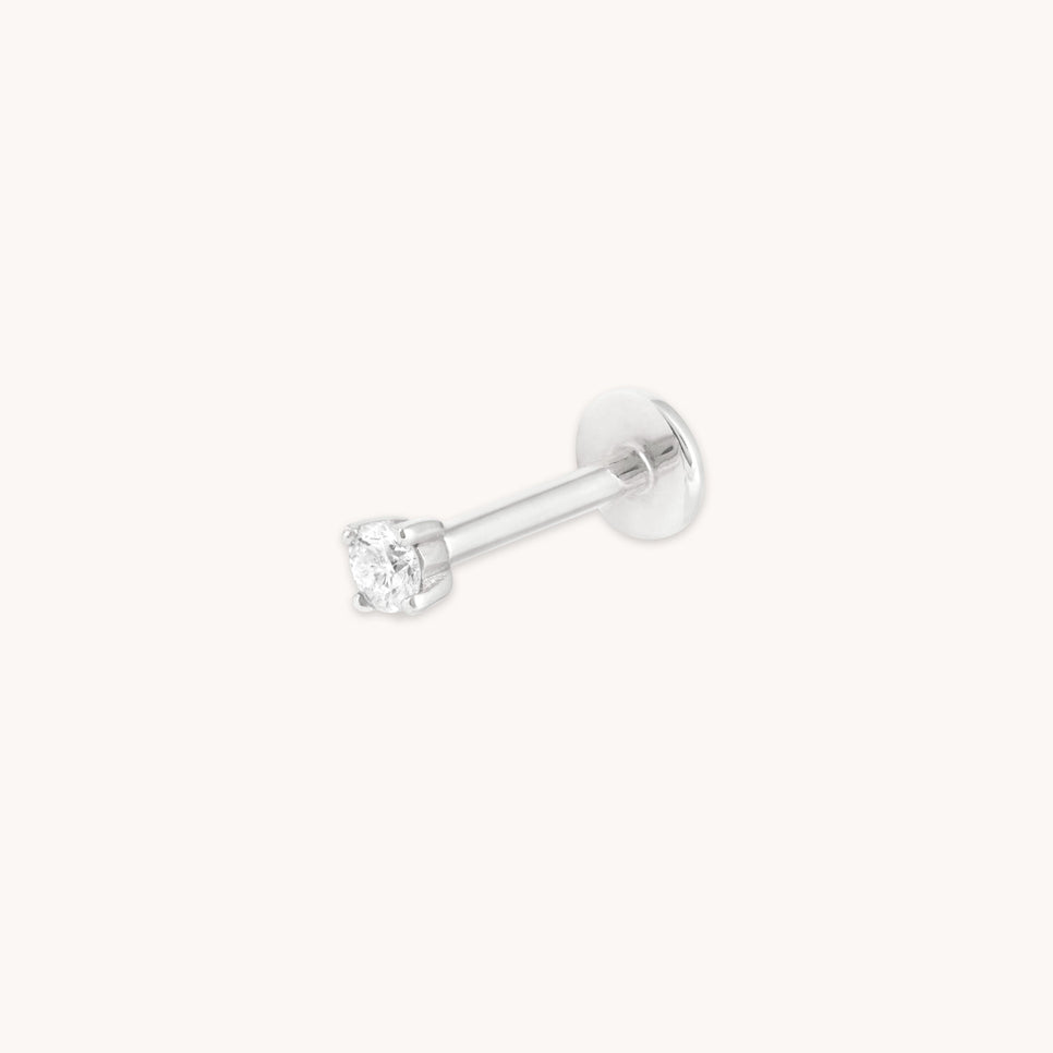April White Topaz - Solid White Gold Topaz Piercing Stud - Piercing Stud - Astrid &amp; Miyu