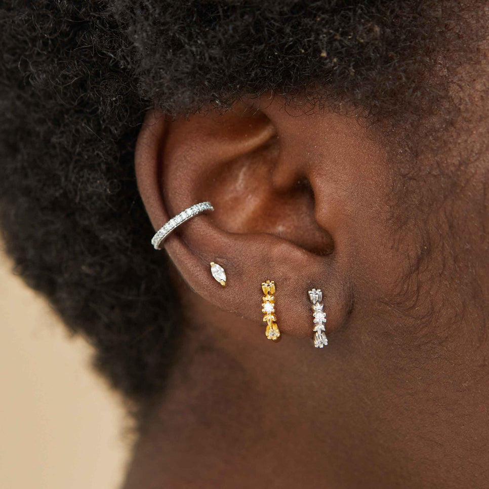 Navette Stud Earrings in Gold